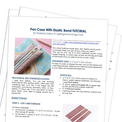 PEN CASE With Elastic - Printable Tutorial PDF