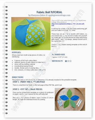 Fabric BALL - Printable Tutorial PDF
