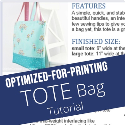 AppleGreen Cottage TOTE Bag - Printable Tutorial PDF
