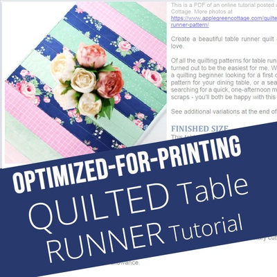 Quilted Table Runner - Printable Tutorial PDF