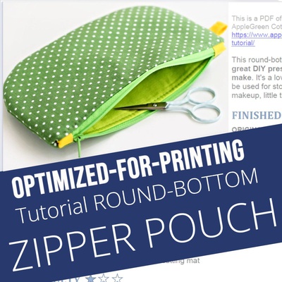 Round Bottom ZIPPER POUCH - Printable Tutorial PDF