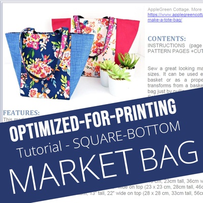 Market BAG With Square Bottom - Printable Tutorial PDF