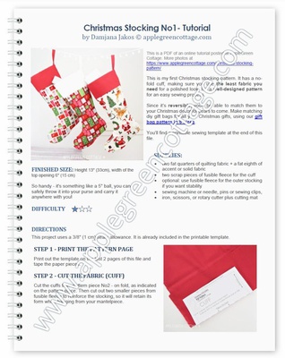 Christmas Stocking No1 - Printable Tutorial PDF