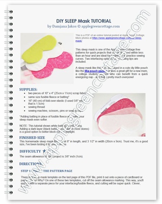 Diy Sleep Mask - Printable Tutorial PDF